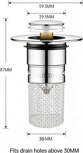 قطعتان من مصفاة تصريف حوض الحمام، سلة لالتقاط الشعر من الفولاذ المقاوم للصدأ، مناسبة عالميًا لأحواض الحمام وأحواض الاستحمام والدش ومصارف الأرضيات. in Kuwait