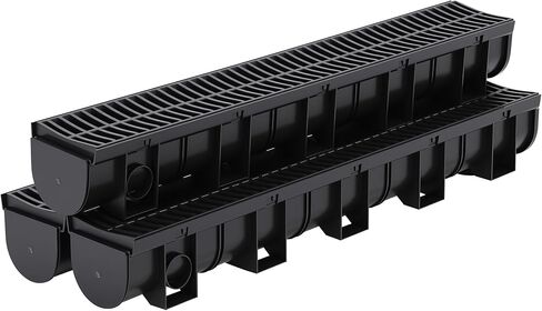 5 عبوات من نظام تصريف الخندق مع شبكة بلاستيكية، 39.4 بوصة × 5.9 بوصة × 5.1 بوصة، قناة تصريف HDPE شديدة التحمل، للممر، الفناء، الفناء in Kuwait