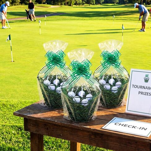 3 Sets 22 Pcs Golf Gift Baskets for Men Golfers Golf Lovers Gifts with Metal Ball Baskets with Handle Balls Gift Bags Raffia for Birthday Gifts Tournament Prizes in Saudi Arabia