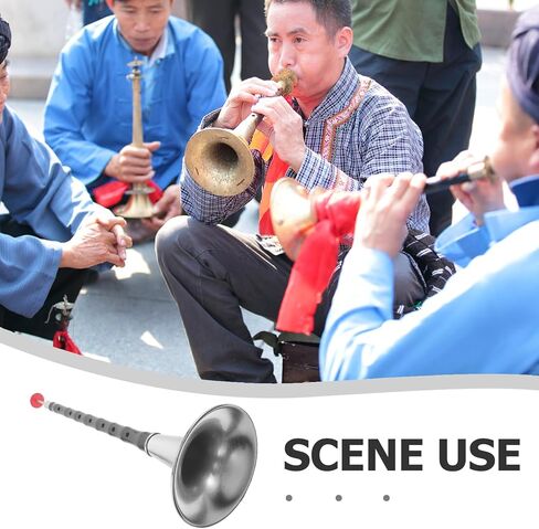 Portable Suona Horn in D Key for Beginners, Traditional Chinese Wind Musical Instrument Resin and Abs Body, Black Suona for Music Practice and Folk Performance in Kuwait