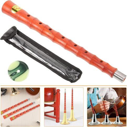 Vaguelly Suona Horn Replacement Tube Metal Suona Horn D Tone Redwood with Protective Case for Chinese Folk Instrument Performance in Kuwait