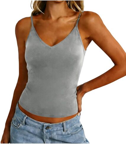 Womens Tank Tops with Built in Bras Spring Summer Crop Tops Teens Tees Spaghetti Strap Shirts Y2k Going Out Tank Top in Saudi Arabia