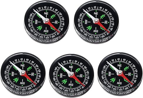 40mm Mini Compass [5PCS] - Pocket Oil Filled Small Compass Bulk for Hiking & Camping - [Black] Outdoor Activities Accessory in Saudi Arabia