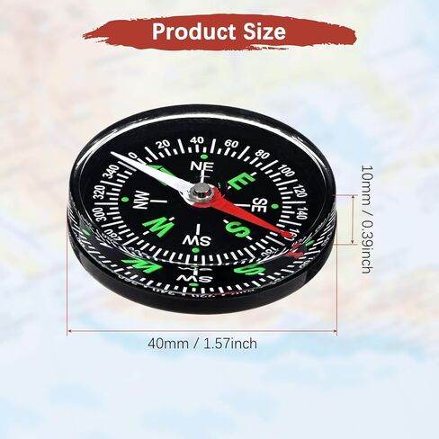 40mm Mini Compass [5PCS] - Pocket Oil Filled Small Compass Bulk for Hiking & Camping - [Black] Outdoor Activities Accessory in Saudi Arabia