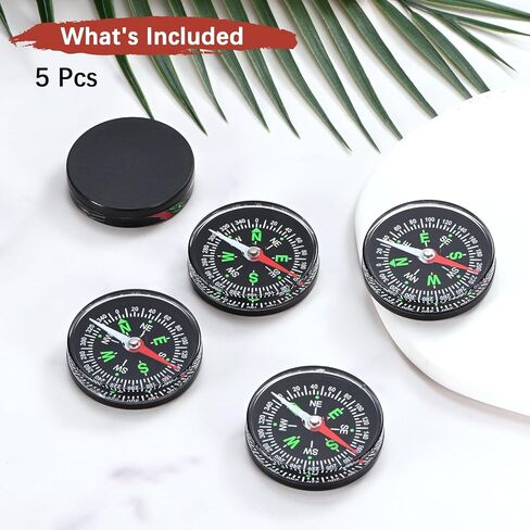 40mm Mini Compass [5PCS] - Pocket Oil Filled Small Compass Bulk for Hiking & Camping - [Black] Outdoor Activities Accessory in Saudi Arabia