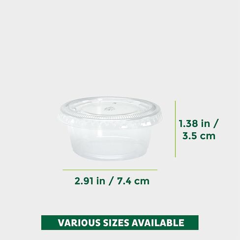 أكواب بلاستيكية بأغطية من فريشوير [3.25 أونصة، 200 مجموعة] أكواب بلاستيكية للاستعمال مرة واحدة لإعداد الوجبات، وتتبيلة السلطة، وكوب جيلوس شوت، والبهارات، وكوب صلصة الغمس in Kuwait