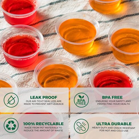 أكواب بلاستيكية بأغطية من فريشوير [3.25 أونصة، 200 مجموعة] أكواب بلاستيكية للاستعمال مرة واحدة لإعداد الوجبات، وتتبيلة السلطة، وكوب جيلوس شوت، والبهارات، وكوب صلصة الغمس in Kuwait