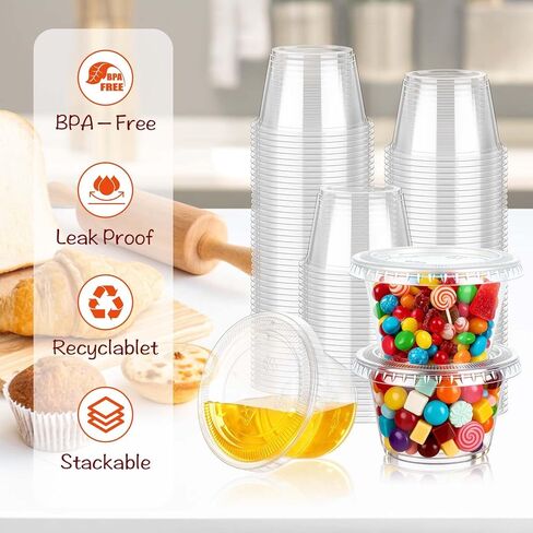 400 قطعة من أكواب سوفليه للاستعمال مرة واحدة من تشورليز، 400 قطعة، أكواب جيلو شوت مع أغطية، كوب صلصة غمس بهار بلاستيكي للاستعمال مرة واحدة، حاويات صغيرة لتتبيل السلطة in Kuwait