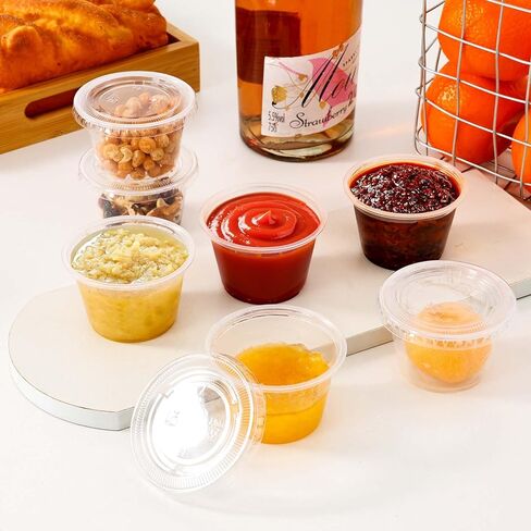 400 قطعة من أكواب سوفليه للاستعمال مرة واحدة من تشورليز، 400 قطعة، أكواب جيلو شوت مع أغطية، كوب صلصة غمس بهار بلاستيكي للاستعمال مرة واحدة، حاويات صغيرة لتتبيل السلطة in Kuwait