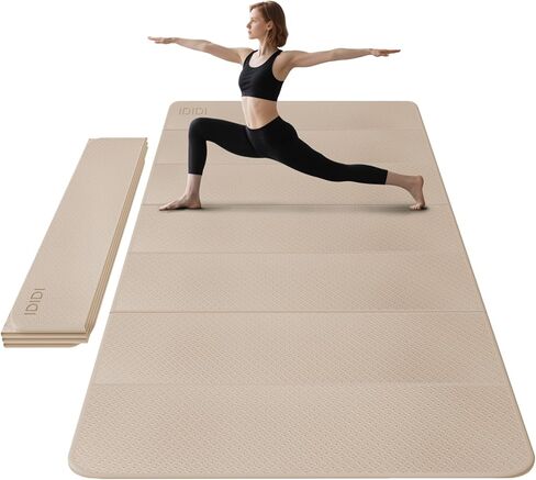 Foldable Yoga Mat Extra Thick & Large (74.0" x 47.2" x 0.4"), Double-Sided Non-Slip Lightweight Fitness & Pilates Mat, 10mm Thick Wide Exercise Mat for Men Women Kids, Portable Workout Mat for Gym, Studio, Travel, Home & Parent-Child Use in Saudi Arabia