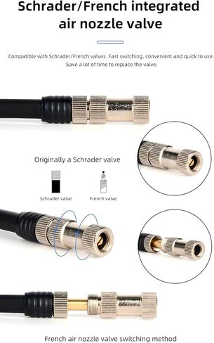 ارتفاع ضغط 300 رطل لكل بوصة مربعة للشوكة الأمامية والخلفية مضخة الصدمات الهوائية مع مقياس مضخة دراجة دراجة المحمولة in Kuwait