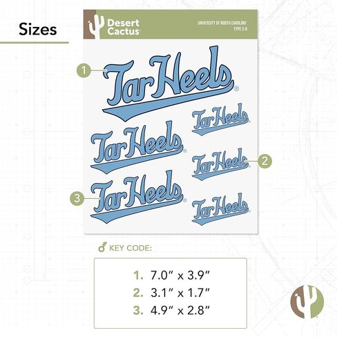 Desert Cactus University of North Carolina Sticker UNC Chapel Hill Tar Heels Vinyl Decals Laptop Water Bottle Car Scrapbook T3 (Type 3-8) in Kuwait