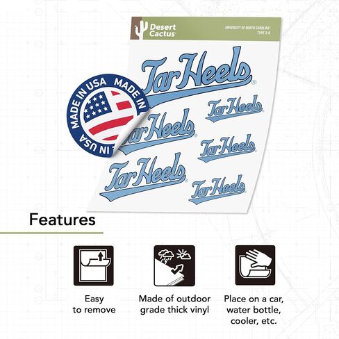 Desert Cactus University of North Carolina Sticker UNC Chapel Hill Tar Heels Vinyl Decals Laptop Water Bottle Car Scrapbook T3 (Type 3-8) in Kuwait