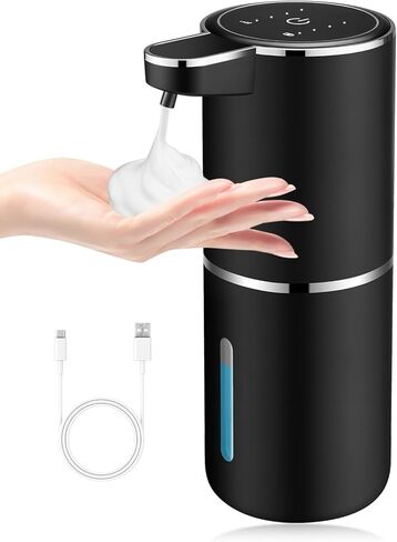 Automatic Soap Dispenser Touchless,Liquid Soap Dispenser with 4 Adjustable Levels,12.8oz USB Rechargeable and Wall Mounted,Smart Hand Soap Dispenser for Bathroom,Kitchen Sink,Dish Soap(Black) in Saudi Arabia