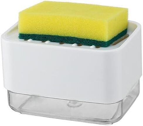 Dish Soap Dispenser and Sponge Holder for Kitchen, Detachable Liquid Soap Dispenser, Countertop 2-in-1 One Hand Sink Soap Pump Dispenser (Grey) in Saudi Arabia