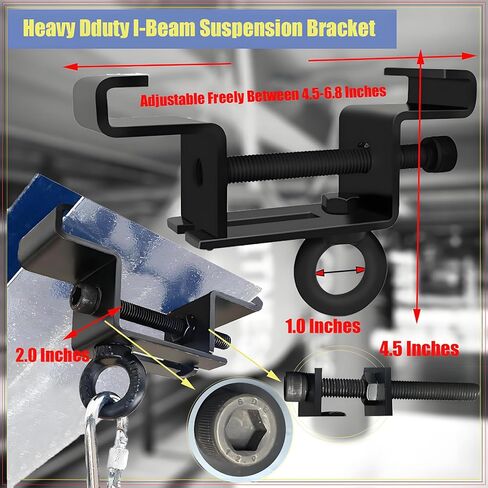 I Beam Clamp مشبك شعاع فولاذي شديد التحمل للحقيبة الثقيلة المناسبة I-Beam 4. "to6.5 يمكن أن يتحمل 800 رطل مجهز بأدوات سداسية (اثنان) in Kuwait