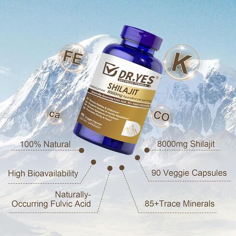 كبسولات شيلاجيت الهيمالايا للرجال والنساء من دكتور يس، تدعم الطاقة والمناعة، نباتية، غير معدلة وراثيًا، 90 كبسولة in Kuwait