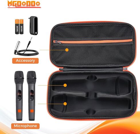 Mgoodoo Wireless Microphone Case Compatible with Wireless 2 Microphone System,Handheld Dual Mic Case with EVA Hard Shell,Portable Mic Storage Bag for Singing or Karaoke in Kuwait