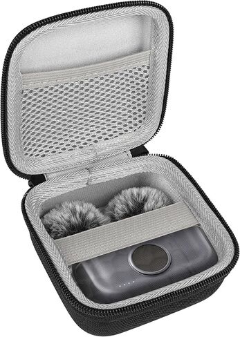 حقيبة حمل ميكروفون Geekria for Creators متوافقة مع Hollyland Lark M2، LarkA1، Maono WaveT5، حقيبة شحن لاسلكية صغيرة من Rode، حقيبة سفر ذات هيكل صلب للميكروفون مع تخزين الكابل (أسود) in Kuwait