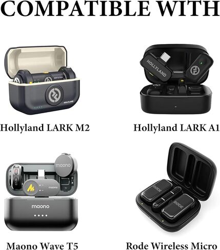 حقيبة حمل ميكروفون Geekria for Creators متوافقة مع Hollyland Lark M2، LarkA1، Maono WaveT5، حقيبة شحن لاسلكية صغيرة من Rode، حقيبة سفر ذات هيكل صلب للميكروفون مع تخزين الكابل (أسود) in Kuwait