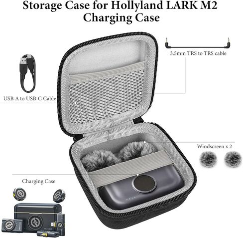 حقيبة حمل ميكروفون Geekria for Creators متوافقة مع Hollyland Lark M2، LarkA1، Maono WaveT5، حقيبة شحن لاسلكية صغيرة من Rode، حقيبة سفر ذات هيكل صلب للميكروفون مع تخزين الكابل (أسود) in Kuwait