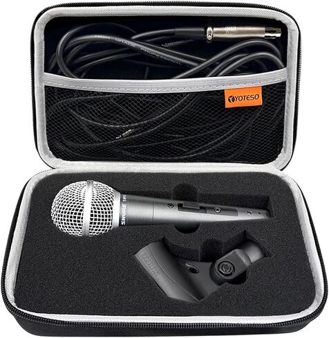 حافظة ميكروفون متوافقة مع ميكروفونات Shure SM58/ SM57/ PGA48/ SM58S/ BETA 58A/ PGA58 الصوتية الديناميكية القلبية، غطاء كاريوكي ميكروفون محمول لمحول حامل A25D وكابل - صندوق فقط - أسود in Kuwait