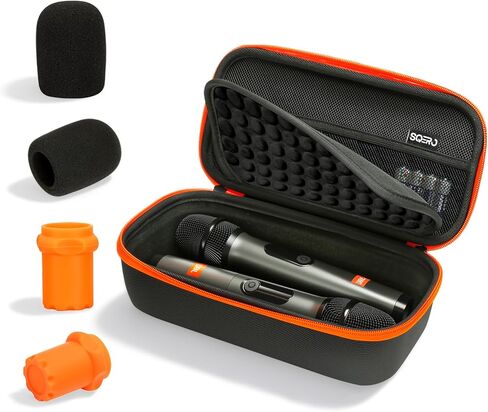 حافظة ميكروفون صلبة لنظام ميكروفون JBL اللاسلكي وميكروفون لاسلكي PartyBox، حقيبة تخزين ميكروفونات للسفر مع غطاءين للميكروفون وقاعدتين من السيليكون لحفلات مسرح الكاريوكي in Kuwait
