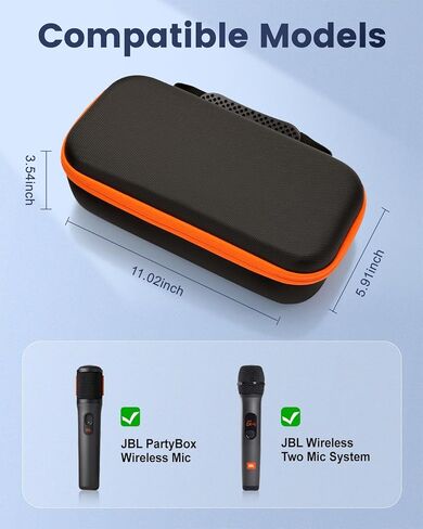 حافظة ميكروفون صلبة لنظام ميكروفون JBL اللاسلكي وميكروفون لاسلكي PartyBox، حقيبة تخزين ميكروفونات للسفر مع غطاءين للميكروفون وقاعدتين من السيليكون لحفلات مسرح الكاريوكي in Kuwait
