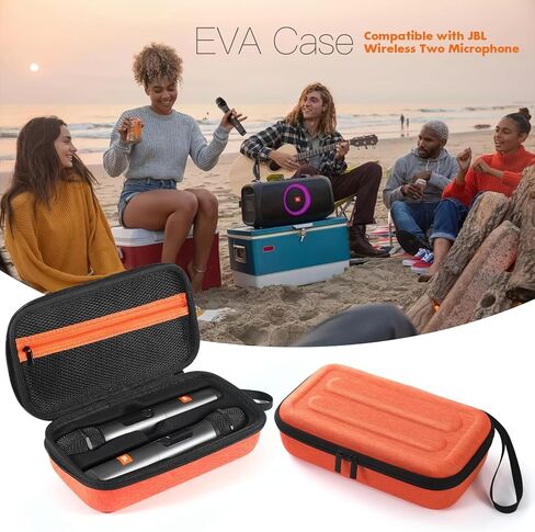 Portable Microphone Storage Bag Dual Microphone Travel Case with Zippered Mesh Pocket for Singing Karaoke Receivers, Orange in Saudi Arabia