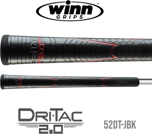 Winn Grips 52DT-JBK Dri-Tac 2.0 series Advance Polymer Technology, 9 Piece Golf Grip Bundle-Standard Size, Jet Black Red in Saudi Arabia
