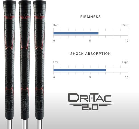 Winn Grips 52DT-JBK Dri-Tac 2.0 series Advance Polymer Technology, 9 Piece Golf Grip Bundle-Standard Size, Jet Black Red in Saudi Arabia
