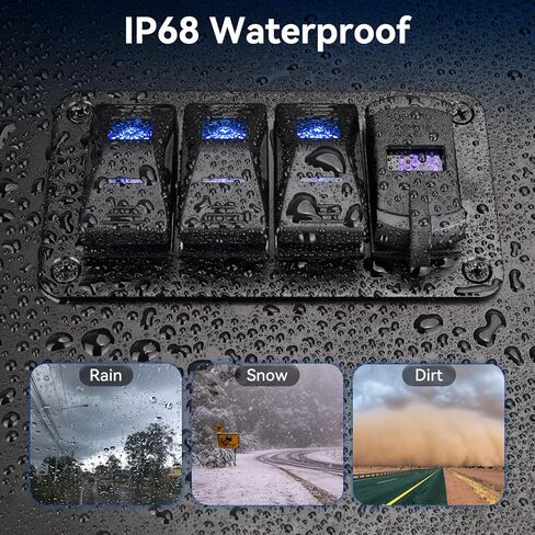 3 لوحة مفاتيح هزازة من الألومنيوم، مقبس شاحن IP68 مقاوم للماء SPST ON/Off مع فولتميتر LED أزرق 12-24 فولت، PD نوع C وQC3.0 USB شحن سريع مع ملصقات DIY لشاحنة القارب والسيارة RV in Kuwait
