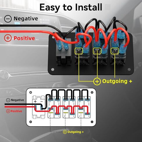 3 لوحة مفاتيح هزازة من الألومنيوم، مقبس شاحن IP68 مقاوم للماء SPST ON/Off مع فولتميتر LED أزرق 12-24 فولت، PD نوع C وQC3.0 USB شحن سريع مع ملصقات DIY لشاحنة القارب والسيارة RV in Kuwait