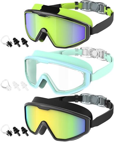 Kids Swim Goggles for Kids Swimming Goggles: 3 PCS Youth Pool Water Swimming Goggle For Boys Girls Anti-Fog UV400 in Kuwait