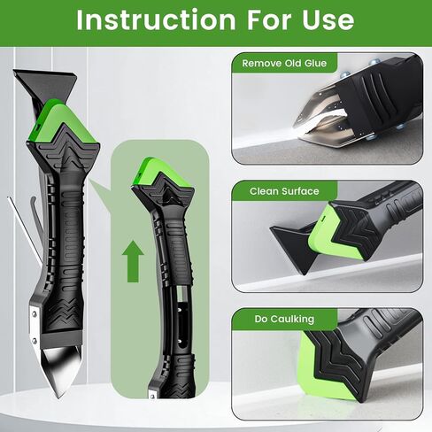 Professional Caulk Gun Kit with Caulk Remover Tool & Putty Knife - 5 in 1 Caulking Tool Set for Caulking Removal, Shower & Bathroom Caulk, Includes Caulking Gun Tool, Caulk Scraper Tool Spackle Knife in Kuwait