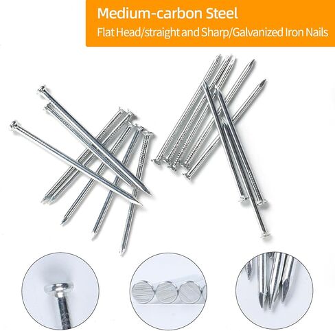 730pcs Hardware Nails Kit - Galvanized Finish & Frame Nails, Up to 2 Inch Lengths for Wall Art & Decor on Drywall/Wood | 6 Sizes in Saudi Arabia