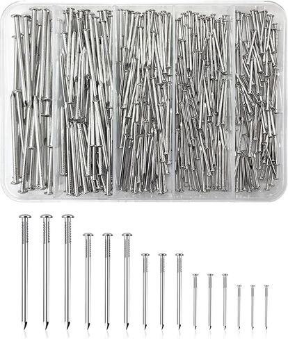 BDS-HOME 400Pcs Picture Hanging Nails, Small Nails for Hanging Pictures Hardware Picture Hangers Assortment Kit 5 Sizes Wall Nails for Home, Office DIY Art Works Frame Hanging in Saudi Arabia