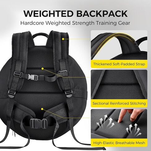 PACEARTH Weighted Strength Training Backpack – Adjustable Weight Plate Bag for Calisthenics, Pull-Ups, Squats & Core Workouts – Fits 17.7" Gym Plates – Metal Buckle Straps & Reinforced Stitching in Saudi Arabia