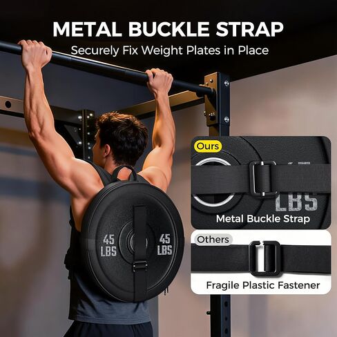 PACEARTH Weighted Strength Training Backpack – Adjustable Weight Plate Bag for Calisthenics, Pull-Ups, Squats & Core Workouts – Fits 17.7" Gym Plates – Metal Buckle Straps & Reinforced Stitching in Kuwait