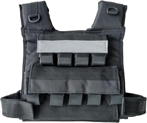 سترة مرجحة قابلة للتعديل من ENERGI CORE، 20 رطلاً/30 رطلاً/40 رطلاً - سترة ثقيلة الوزن التكتيكية للرجال والنساء - أوزان حديدية قابلة للإزالة، شريط عاكس وجيب بسحاب - تدريب القوة والجري واللياقة البدنية in Kuwait