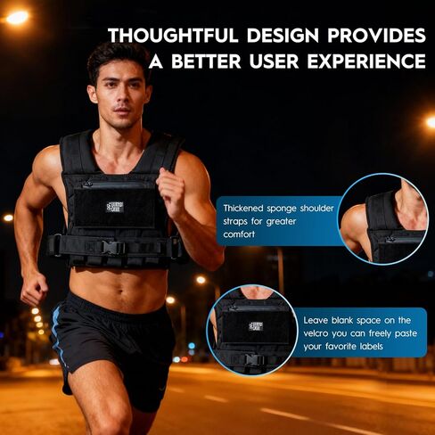 سترة مرجحة قابلة للتعديل من ENERGI CORE، 20 رطلاً/30 رطلاً/40 رطلاً - سترة ثقيلة الوزن التكتيكية للرجال والنساء - أوزان حديدية قابلة للإزالة، شريط عاكس وجيب بسحاب - تدريب القوة والجري واللياقة البدنية in Kuwait