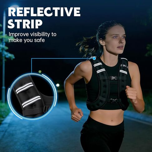 سترة مرجحة، سترة وزن 30 رطل مع شريط عاكس، سترة وزن الجسم مع جيب شبكي خلفي للنساء والرجال، صالة الألعاب الرياضية المنزلية وتدريبات القوة في الهواء الطلق in Kuwait