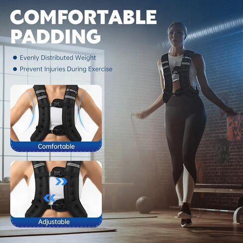 سترة مرجحة، سترة وزن 30 رطل مع شريط عاكس، سترة وزن الجسم مع جيب شبكي خلفي للنساء والرجال، صالة الألعاب الرياضية المنزلية وتدريبات القوة في الهواء الطلق in Kuwait