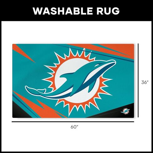 سجادة Northwest The Company NFL Miami Dolphins قابلة للغسل، 91.44 سم × 152.4 سم، آلة التقطيع، ألوان الفريق in Saudi Arabia