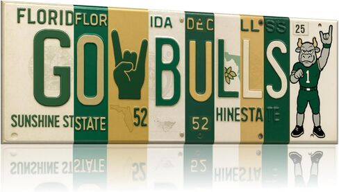 USF Bulls Go Bulls Metal Wall Sign - University of South Florida 16 Inch Steel Wall Art - Green Gold - Fan Cave Office Dorm Decor - NCAA College Game Day Wall Art in Saudi Arabia