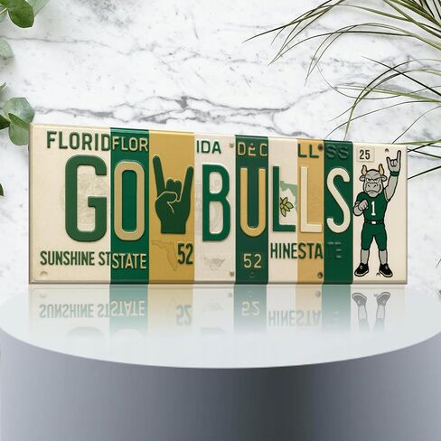 USF Bulls Go Bulls Metal Wall Sign - University of South Florida 16 Inch Steel Wall Art - Green Gold - Fan Cave Office Dorm Decor - NCAA College Game Day Wall Art in Saudi Arabia