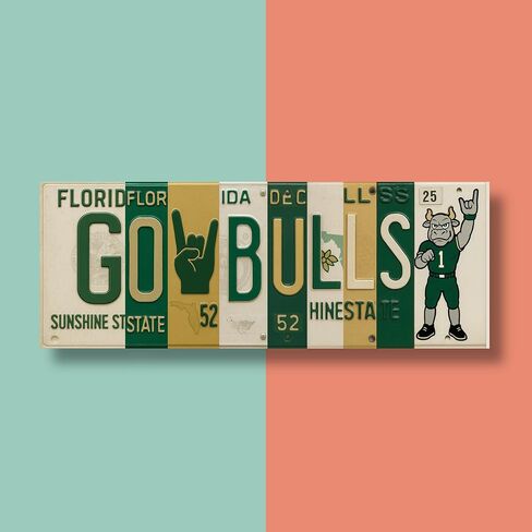 USF Bulls Go Bulls Metal Wall Sign - University of South Florida 16 Inch Steel Wall Art - Green Gold - Fan Cave Office Dorm Decor - NCAA College Game Day Wall Art in Saudi Arabia