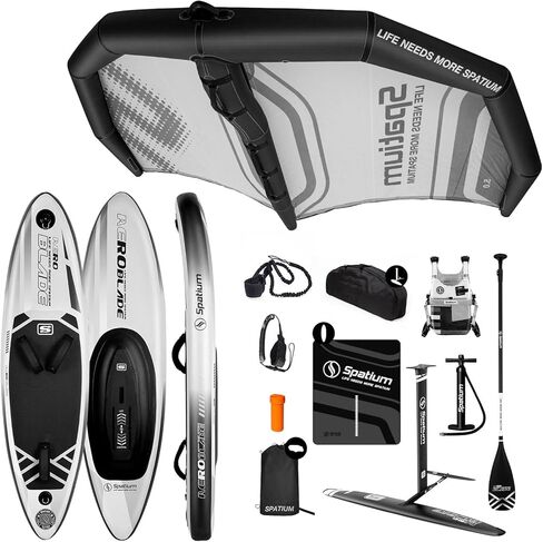Spatium 5m² KVS Handheld Inflatable Wingfoil Downwind Surfing Board 150L with Fiberglass Paddle with 1310 Detachable Foil for Beginner Practice Watersports Surfing in Kuwait
