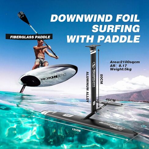 Spatium 5m² KVS Handheld Inflatable Wingfoil Downwind Surfing Board 150L with Fiberglass Paddle with 1310 Detachable Foil for Beginner Practice Watersports Surfing in Kuwait