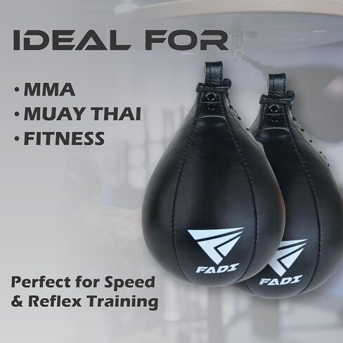 Leather Speed Bag – Boxing Training Punching Ball with Heavy-Duty Hanging Swivel for MMA, Muay Thai, Fitness, and Stress Relief in Kuwait